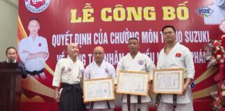 VÕ SƯ TRẦN ANH SƠN ĐƯỢC SẮC PHONG HUYỀN ĐAI ĐỆ LỤC ĐẲNG KARATE – DANH HIỆU RENSHI TẠI TP HUẾ