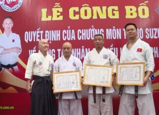 VÕ SƯ TRẦN ANH SƠN ĐƯỢC SẮC PHONG HUYỀN ĐAI ĐỆ LỤC ĐẲNG KARATE – DANH HIỆU RENSHI TẠI TP HUẾ