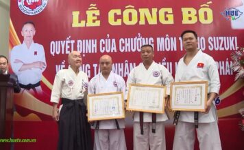 VÕ SƯ TRẦN ANH SƠN ĐƯỢC SẮC PHONG HUYỀN ĐAI ĐỆ LỤC ĐẲNG KARATE – DANH HIỆU RENSHI TẠI TP HUẾ